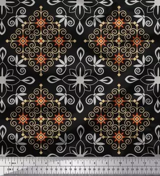 Ткань штофа ткани сатинировки Креп Соимои Японии филигранная печатает метражом 42 дюйма 42 Inch Wide - Poly Crepe синий