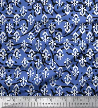 Ткань Soimoi Brown Poly Crepe Blocks Ткань с блочным принтом 1 ярд 42 дюйма 42 Inch Wide - Poly Crepe коричневый