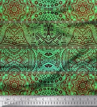 Ткань Soimoi из зеленого вискозы в полоску и с принтом калейдоскопа мандалы, 42 дюйма в ярдах 42 Inch Wide - Cotton Cambric фиолетовый