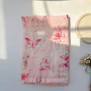 Ткань тенсель рами с принтом бабочек: Платье Ципао в китайском стиле и одежда Ханфу. One Piece 95cm