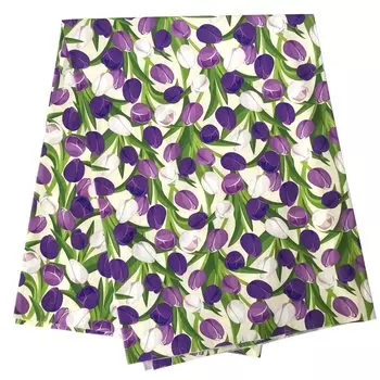 Ткань тюльпан скандинавский 145 см x 100 см вырезать милый узор цветочный узор DIY принадлежности фиолетовый приблизительно. Ремесла/Ручная работа