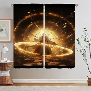 Ткань занавески для гостиной Источник энергии Взрыв щупальца спальня затемняющие шторы для окна таможенная бесплатная доставка продукты W50xH70cmx2pcs-CL