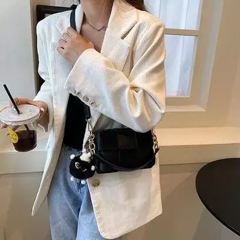 Тканая детская сумка-подушка для печенья, весна 2024, новая модная сумка из искусственной кожи с матовой текстурой, однокомнатная сумка, сумка через плечо