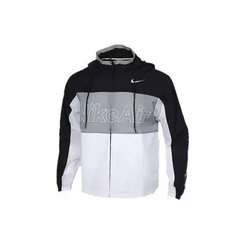 Тканая куртка с капюшоном и логотипом-галочкой Nike со вставками, цветными блоками, мужская верхняя одежда, черный, белый, серый CJ4857-010 XL