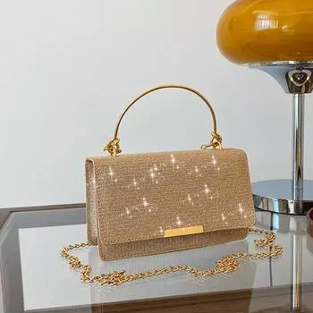 Тканая модная женская сумочка Temperament, весенняя сумка-мессенджер, маленькая квадратная сумка Tide золотой