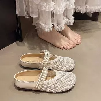 Тканая рыболовная сетка обувь сумка голова полушлепанцы женские летние новые сандалии Мэри Джейн на толстой подошве с одной педалью 35