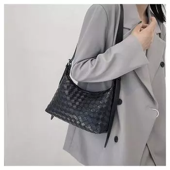 Тканая сумка для небольшой группы, модная и минималистичная сумка для подмышек, легкая роскошь и ощущение высокого класса, универсальная женская сумка, модная ромбовидная сетка