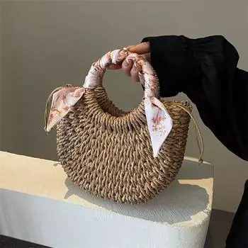 Тканая сумка из травы, новинка 2024 года, женская сумка интернет-знаменитостей, сумка на одно плечо, диагональная перекрестная сумка, женская универсальная корейская версия, портативная овощная сумка only bag