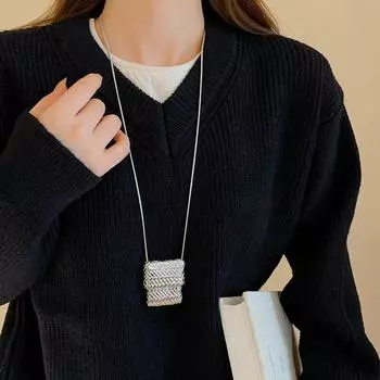 Тканая сумка кулон длинное ожерелье для женщин девочек ниша личность уникальное универсальное ожерелье свитер цепочка подарки 1pc