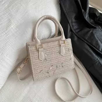 Тканая сумка на плечо для женщин, универсальная сумка, модная сумка через плечо, маленькая квадратная сумка, женская модная повседневная сумка бежевый