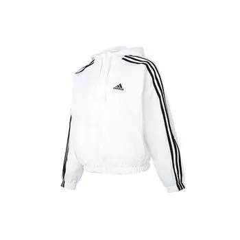 Тканая ветровка Adidas с тремя полосками и вышитым логотипом Женская верхняя одежда белого цвета IC0560 XXL