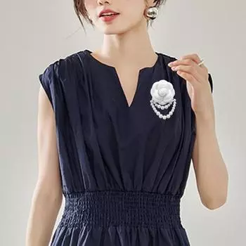 Тканевая брошь в виде розы, элегантный винтажный цветок, глянцевый искусственный жемчуг, цепочка, шляпа, шаль, шарф, сумка, воротник для одежды, булавка с лацканом для женщин и девочек, модные аксессуары темно-синий