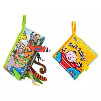 Тканевая книга Jolly Baby Tail Book + книга Peekaboo Корейские детские игрушки