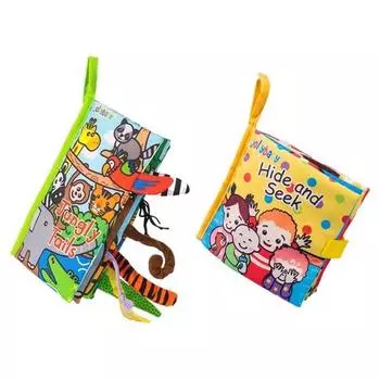 Тканевая книга Jolly Baby Tail Book + книга Peekaboo Корейские детские игрушки