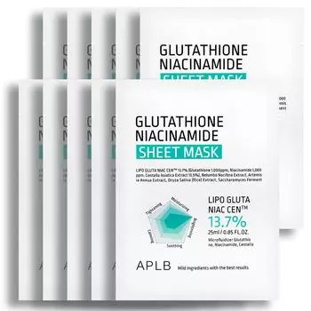 Тканевая маска APLB Glutathione Niacinamide, 1 упаковка, 10 штук