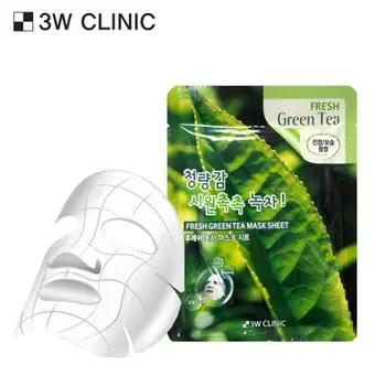 Тканевая маска Fresh Green Tea 3W CLINIC (3 варианта) #10 Sheets