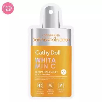 Тканевая маска-сыворотка Cathy Doll Whitamin C, ровный тон кожи, придает сияние, мягкая кожа, 20 г x 1 шт/3 шт - Thai Skin Care 20 g