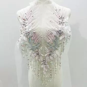 Тканевая наклейка, мягкая ручная вышивка, устойчивая к разрыву, одежда своими руками, полиэстер, кружево, свадебное платье, аппликация, швейный магазин озеро синий