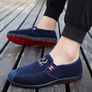 Тканевая обувь, мужская модная повседневная мужская обувь на плоской подошве, студенческая парусиновая мужская обувь 39 синий
