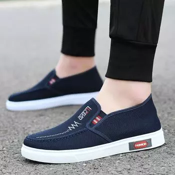 Тканевая обувь, мужская обувь, рабочая обувь на сухожильной подошве, мужская повседневная обувь, дышащая парусиновая обувь на одной ноге