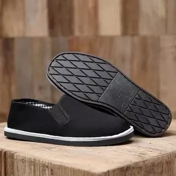 Тканевая обувь. Мужская удобная черная тканевая обувь. Обувь для тренировок ручной работы. Повседневная обувь. Традиционная черная тканевая обувь. 36 чёрный