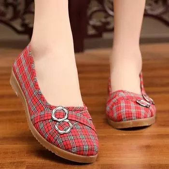 Тканевая обувь Old Beijing, дышащие туфли-лодочки с низкими берцами для среднего и пожилого возраста, женская нескользящая обувь, повседневная обувь Old Lady Lazy с низким вырезом для мам 34 красный