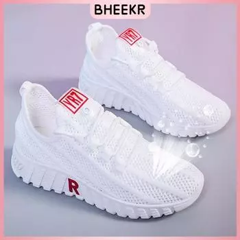 Тканевая обувь, женская прогулочная обувь, нескользящие кроссовки для мам с мягкой подошвой, обувь из дышащей сетки, модная повседневная одиночная обувь 36 белый