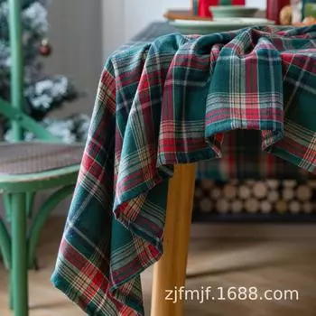 Тканевая Папа Красная и Зеленая Клетчатая Рождественская Скатерть Окрашенная Скатерть для Обеденного Стола Скатерть для Кофейного Столика Прямоугольная Декоративная Фоновая Ткань 100*140233g)