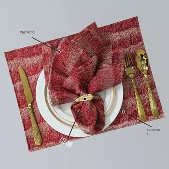 Тканевая подставка под тарелку, Изоляционная подставка, Утолщенная, Защита от ожогов, Настольная подставка, Гостиничная, Бытовая, Подставка под тарелку, Подставка под миску, Ресторанная, Подставка под тарелку для западной кухни Carson-Garnet Red Suit 1 (1