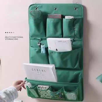 Тканевая подвесная настенная сумка для хранения, подвесная сумка для головы, настенная подвеска для мобильного телефона, карман для хранения за дверью, настенный подвесной артефакт для общежития зелёный