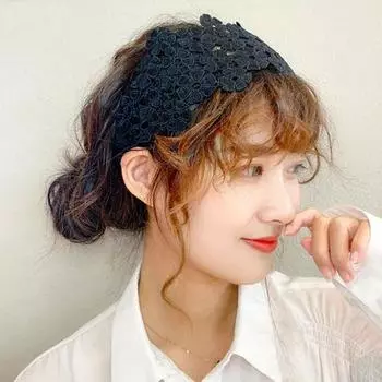 Тканевая повязка на голову, довольно долговечная, небьющаяся тканевая повязка на голову, полая кружевная повязка на голову с цветочным рисунком, женская повязка на голову, принадлежности для фотографий чёрный