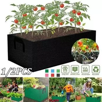 Тканевая садовая кровать, квадратный фетр, садовая сумка для выращивания цветов, сумка для посадки овощей, горшок для цветов с ручками, сумка для посадки 40*30*20cm красный