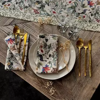 Тканевая салфетка Sertex Home кремового цвета с цветочным узором, 2 предмета