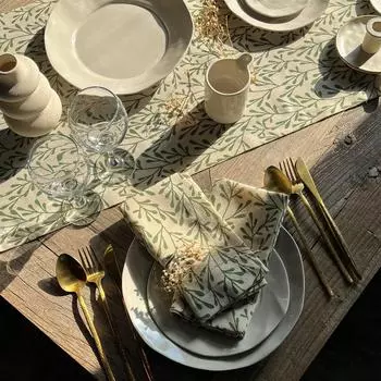 Тканевая салфетка Sertex Home кремового цвета с рисунком листьев, 2 шт.