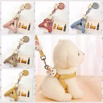 Тканевая шлейка для кукол-кроликов, регулируемый ремень на грудь для собак, жилет для собак в клетку, щенок S жёлтый