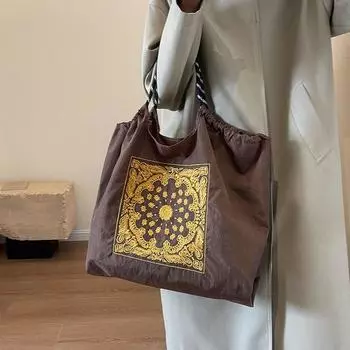 Тканевая сумка для отдыха с шариковой цепочкой, мягкая поверхность, сумка большой вместимости, новая женская сумка, популярная сумка через плечо в западном стиле, дорожная сумка, большая сумка