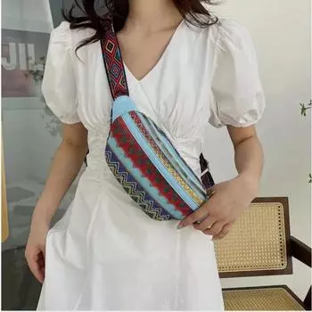 Тканевая сумка в этническом стиле, модная простая сумка через плечо, дорожная маленькая сумка через плечо, легкая сумка Tide Bag One Size фиолетовый