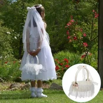 Тканевое искусство Цветочная корзина для девочки Романтичный инновационный мини-белый свадебный ручной жёлтый