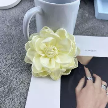 Тканевые аксессуары ручной работы, корсаж, ювелирные изделия, аксессуары для значков, брошь на булавке, новая большая брошь с цветком бежевый