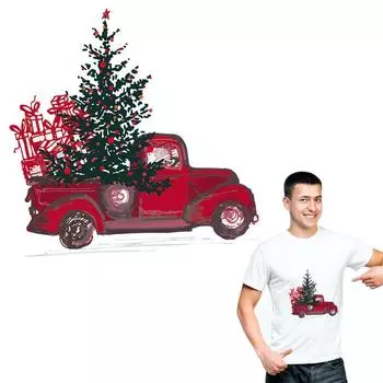 Тканевые нашивки с рождественскими елками, наклейки для одежды с мультяшными автомобилями, железные на железных заплатках, моющиеся