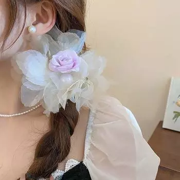 Тканевые преувеличенные заколки для волос с розами, заколки в форме акулы, заколки для волос с розами, женские/женские
