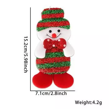 Тканевые Рождественские Очаровательные Подвесные Украшения Для Детей с изображением Снеговика Санты И Red Green Stripe