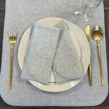 Тканевые салфетки Sertex Home синего цвета с льняной текстурой, 6 предметов