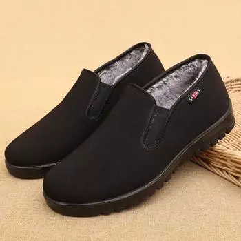 тканевые туфли мужские хлопковые туфли бархатные теплые зимние мужские рабочие туфли черные мягкая подошва в пожилом возрасте отец обувь 38