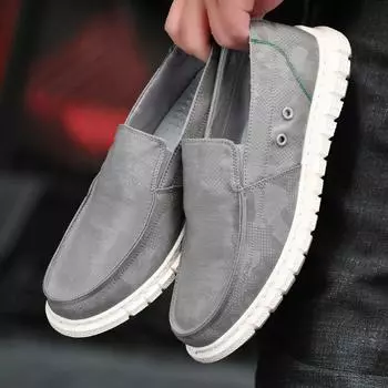 Тканевые туфли мужские однопедальные ленивые туфли с мягкой подошвой мужские нескользящие дышащие универсальные повседневные парусиновые туфли 40