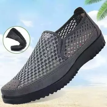 Тканевые туфли, сетчатые рабочие нескользящие повседневные сетчатые сандалии, мягкая дышащая подошва, летние ленивые туфли 38 коричневый