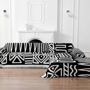 Тканевый чехол для дивана, полностью покрытый, универсальный нескользящий чехол из синели для четырех сезонов, простой черный чехол для дивана в скандинавском стиле 180*90