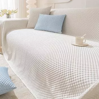 Тканевый чехол для дивана с полным покрытием, чехол для подушки с защитой от кошачьих когтей, универсальный современный простой чехол из ледяного шелка, чехол на подушку для всех сезонов, утолщенный летом 215*90cm