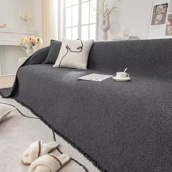 Тканевый чехол для дивана в японском стиле, полное покрытие, нескользящий, простой, универсальный, для четырех сезонов, старая грубая ткань, полотенце для дивана, серая подушка для дивана 180*130