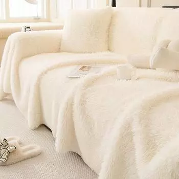Тканевый чехол для дивана, зимняя плюшевая подушка для дивана, простой современный однотонный универсальный кожаный чехол для дивана, толстое одеяло 180*130cm